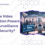 AI robot monitors security footage and drones, showing how video annotation powers AI in surveillance