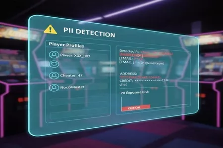 Content moderation services for gaming websites showing PII detection on player profiles.
