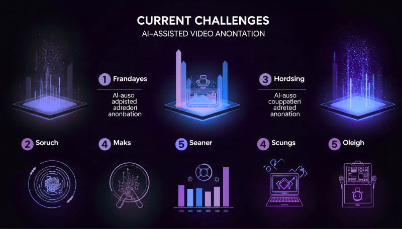 This image shows the current challenges in AI-assisted video annotation 