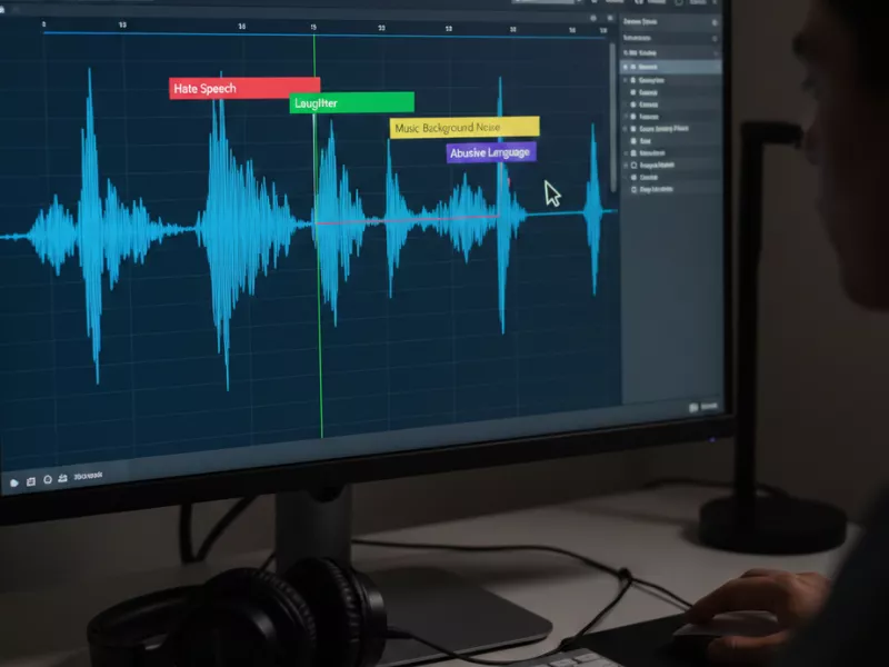 Image showing audio moderation of the recording on the computer screen Image showing audio moderation of the recording on the computer screen