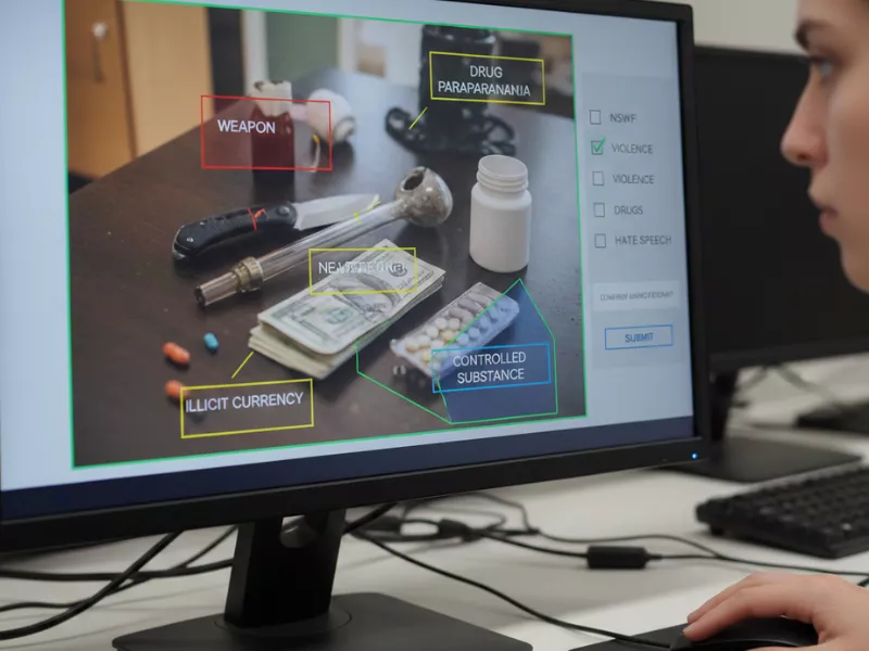 Image showing a person looking at a computer, taking help of image moderation service Image showing a person looking at a computer, taking help of image moderation service