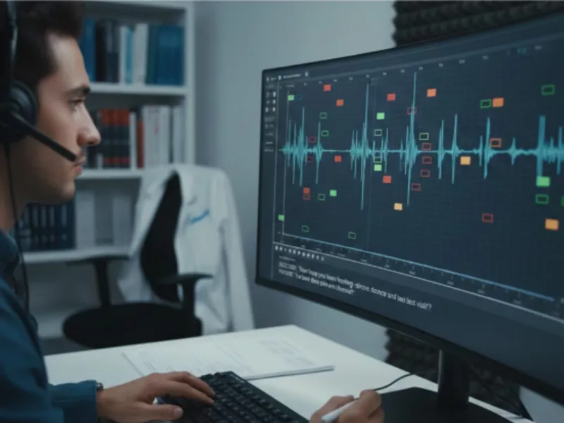 Image showing a person analyzing audio with the help of medical audio annotation services. Image showing a person analyzing audio with the help of medical audio annotation services.<br />