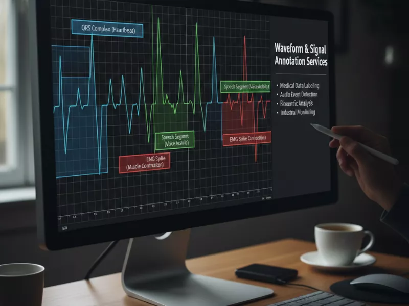 image showing waveform and signal annotation services to detect cardiac events, neurological conditions, etc. image showing waveform and signal annotation services to detect cardiac events, neurological conditions, etc.<br />
